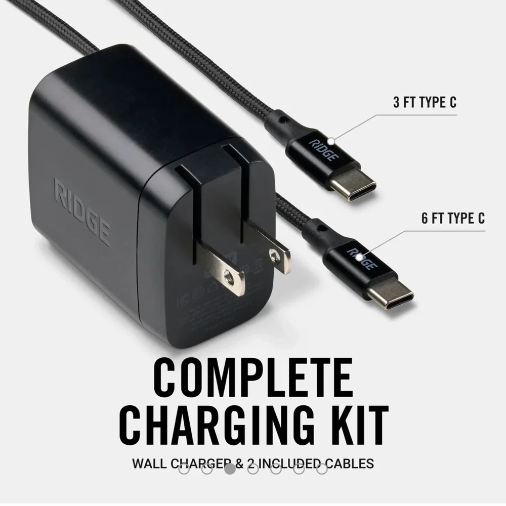RIDGE WALL CHARGER | 45W POWER ADAPTER KIT | MATTE BLACK